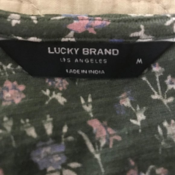 Lucky Brand V-Neck Blouse, Medium, Olive Green - Picture 5 of 5